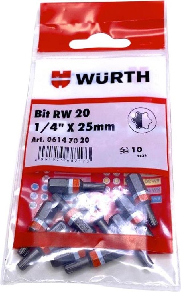 Würth 10x RW® 20 1/4 Zoll x 25mm Bits RW® 20 Antrieb Produktbild 
