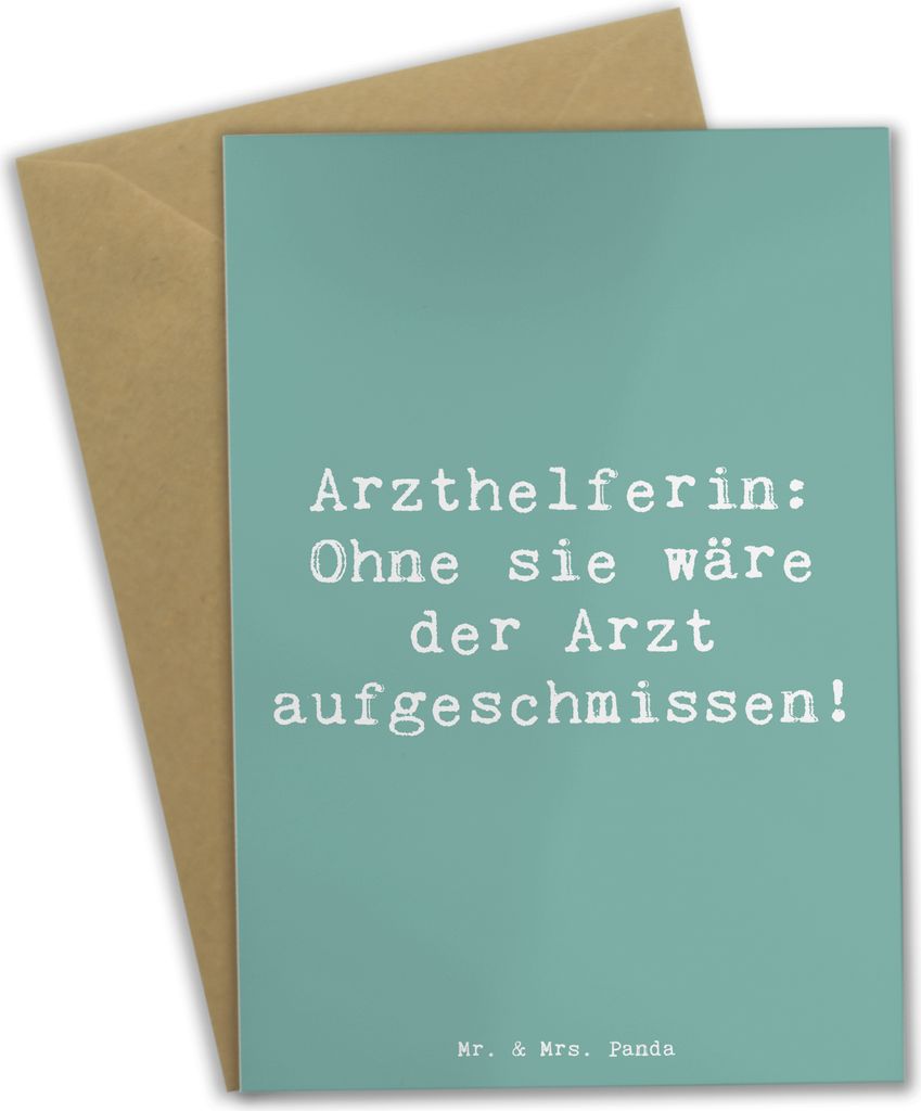 Mr. & Mrs. Panda Grußkarte Spruch Arzthelferin Herz - Meeresbrise - Geschenk, einladungskarten, administrative Aufgaben, Beruf, hochzeitskarten, P...