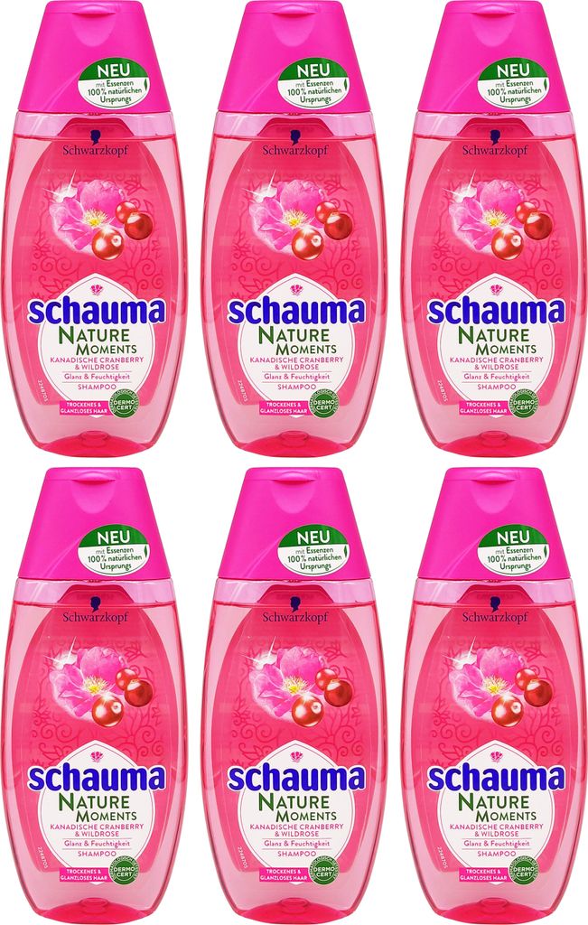 6x Schauma Shampoo CRANBERRY + WILDROSE 250ml für trockenes glanzloses Haar