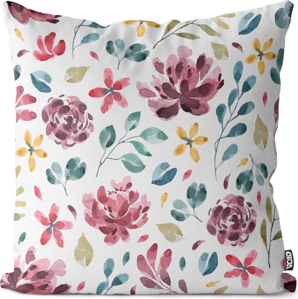 VOID Aquarell Blumen Blumenmuster Natur Kissenbezug Kissenhülle Polyester wasserfest Outdoor Indoor