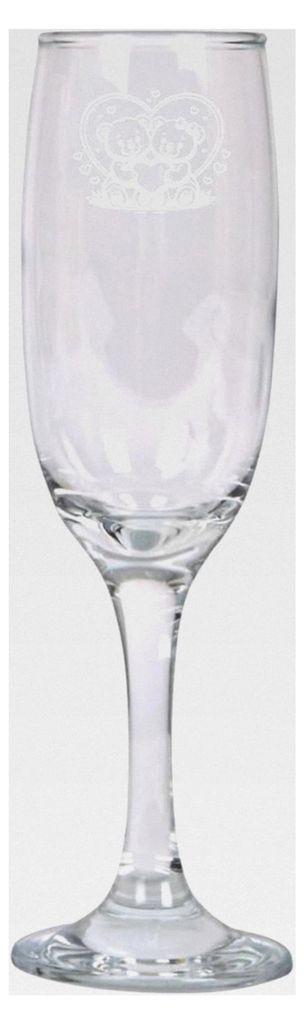 Sektglas mit Gravur für den Valentinstag – Champagnerglas Geschenk für Paare – Lasergraviertes Sektglas mit Bären-Herz-Motiv – 210 ml