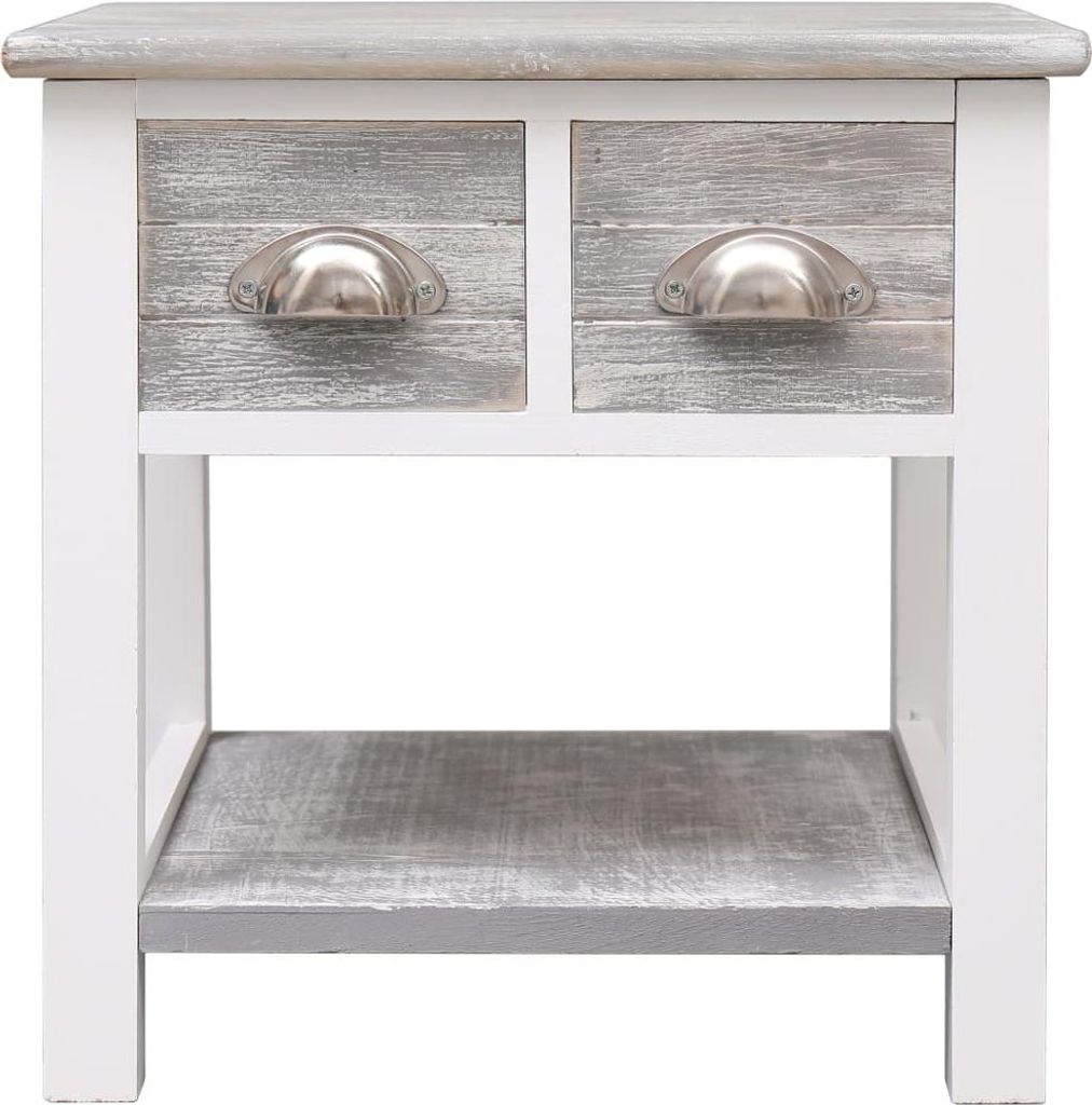 vidaXL Beistelltisch Grau 40x40x40 cm Paulownia Holz