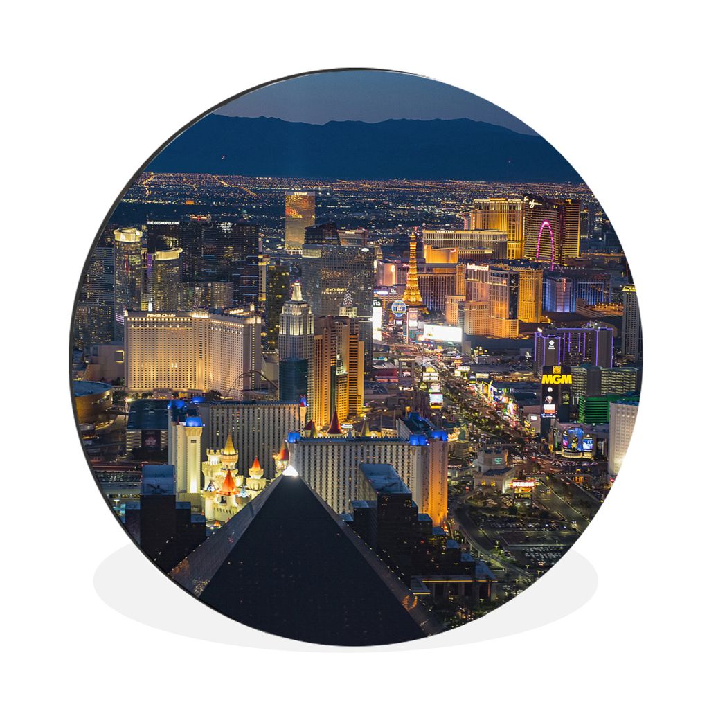 MuchoWow Aluminium Wandkreis Luftaufnahme von Las Vegas - Vereinigte Staaten Ø 60 cm Wanddeko Modern Wohnzimmer - Wand Kreis - Wandbild - Schlaf...