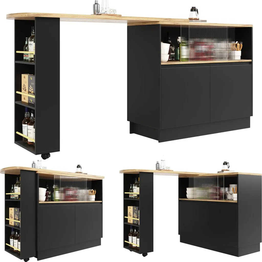 Table de cuisine rotative bicolore pour petit espace et studio - 8