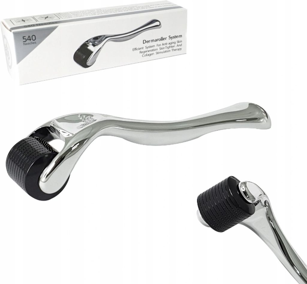 Derma Roller mit 540 Nadeln 0,2mm Microneedling Titan Silber