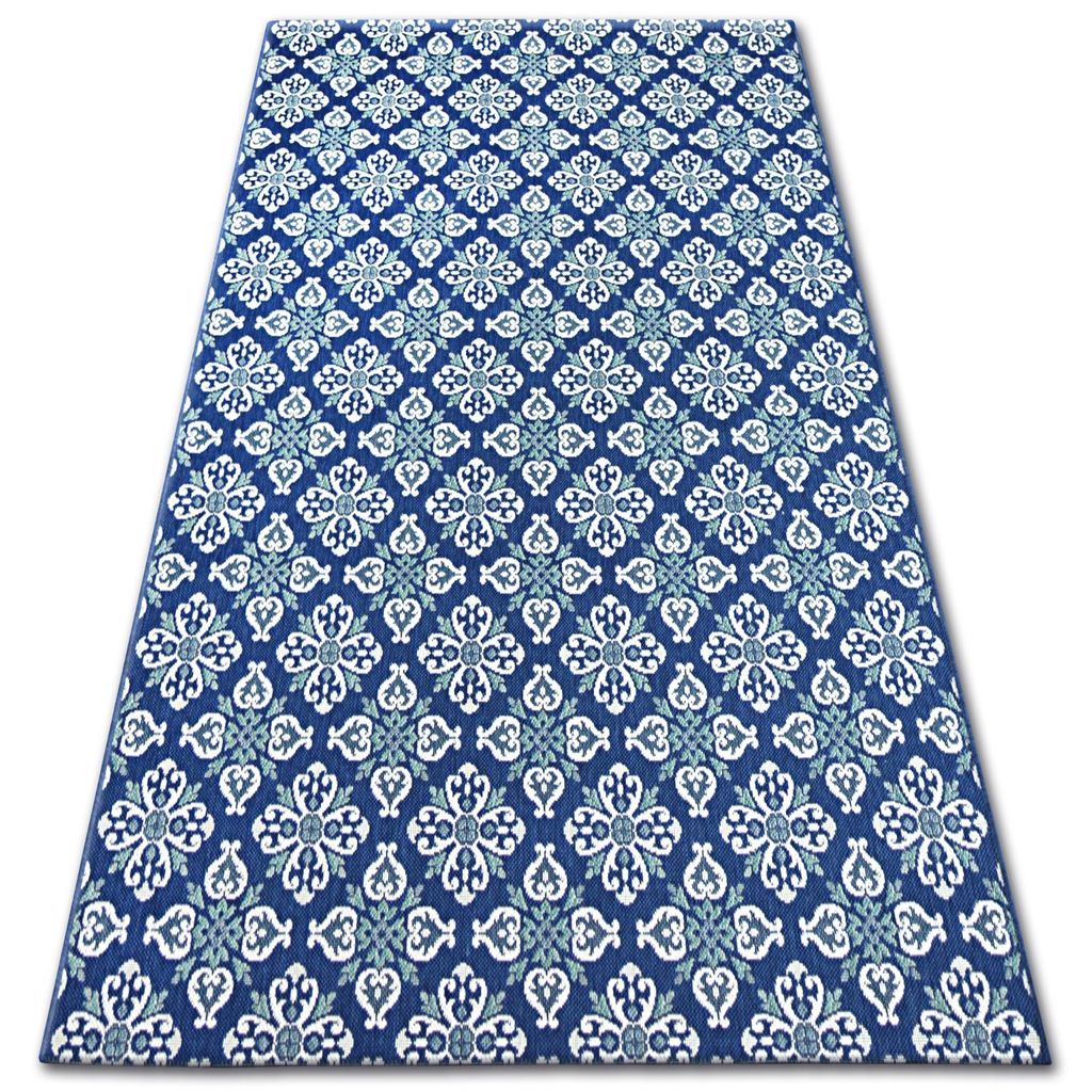 Alfombra de cuerda sisal COLOR 19246/699 Flores  azul Imagen del producto 