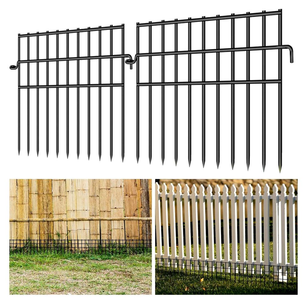 25 Stück Metall Gartenzaun, dekorative Zaunelemente für den Garten, Absperrzaun für Tiere, Zaun für Hunde (825CM(L) X 43CM(H))