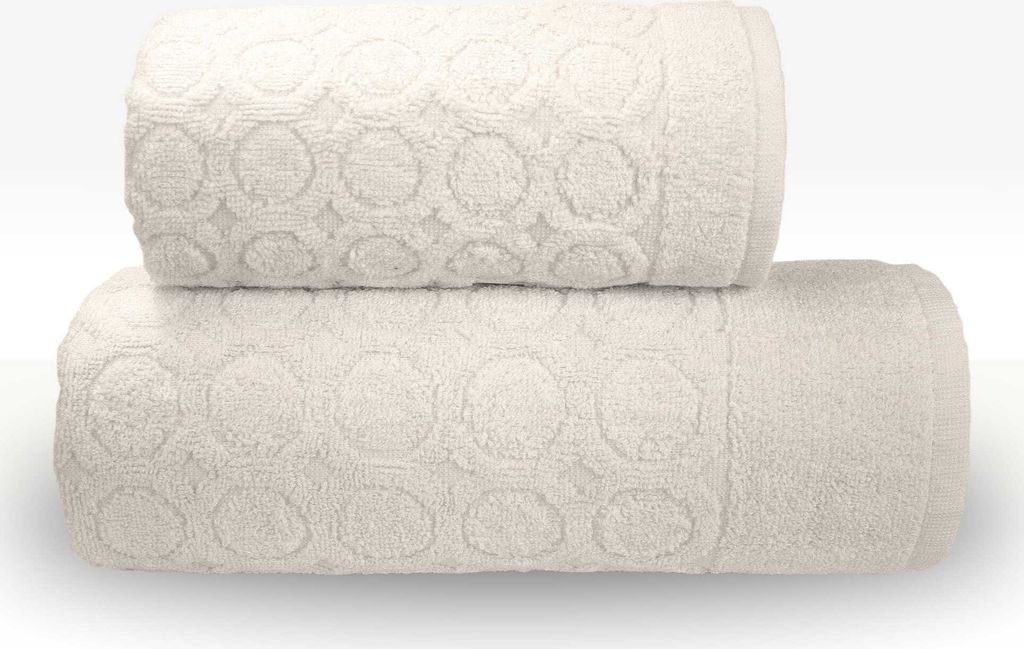 Handtuch, Baumwollhandtuch, geprägtes Muster, Kreise, super saugfähig, Pepe 50x100 Cremig