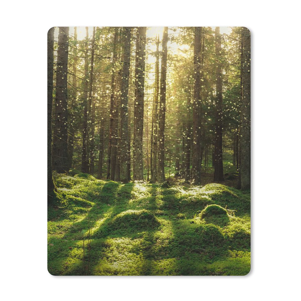 MuchoWow Mauspad Mousepad Bäume - Wald - Moos - Pflanzen - Sonne - Natur 30x40 cm - Mousepads - Maus Mat - Pad - Mausunterlage - Mausmatten