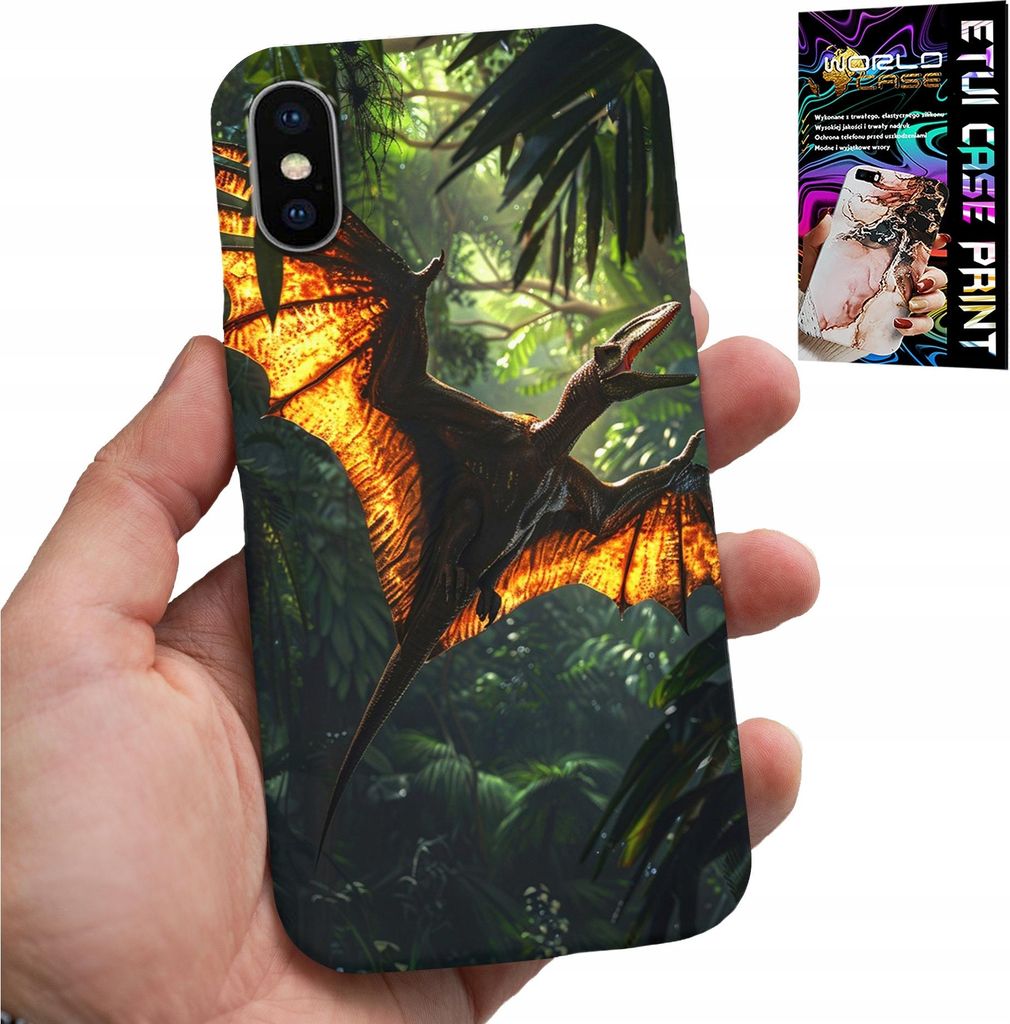 Etui Für Iphone X / Xs - Dino Dinosaurier Pterodactyl Rückseite Etui