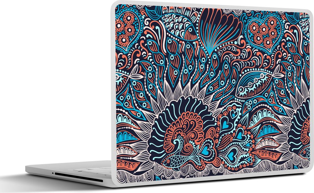MuchoWow Laptop Aufkleber Sticker Cover Fisch - Koralle - Unterwasser - Abstrakt - Muster 30x21 cm - Sticker für Laptop - Selbstklebend