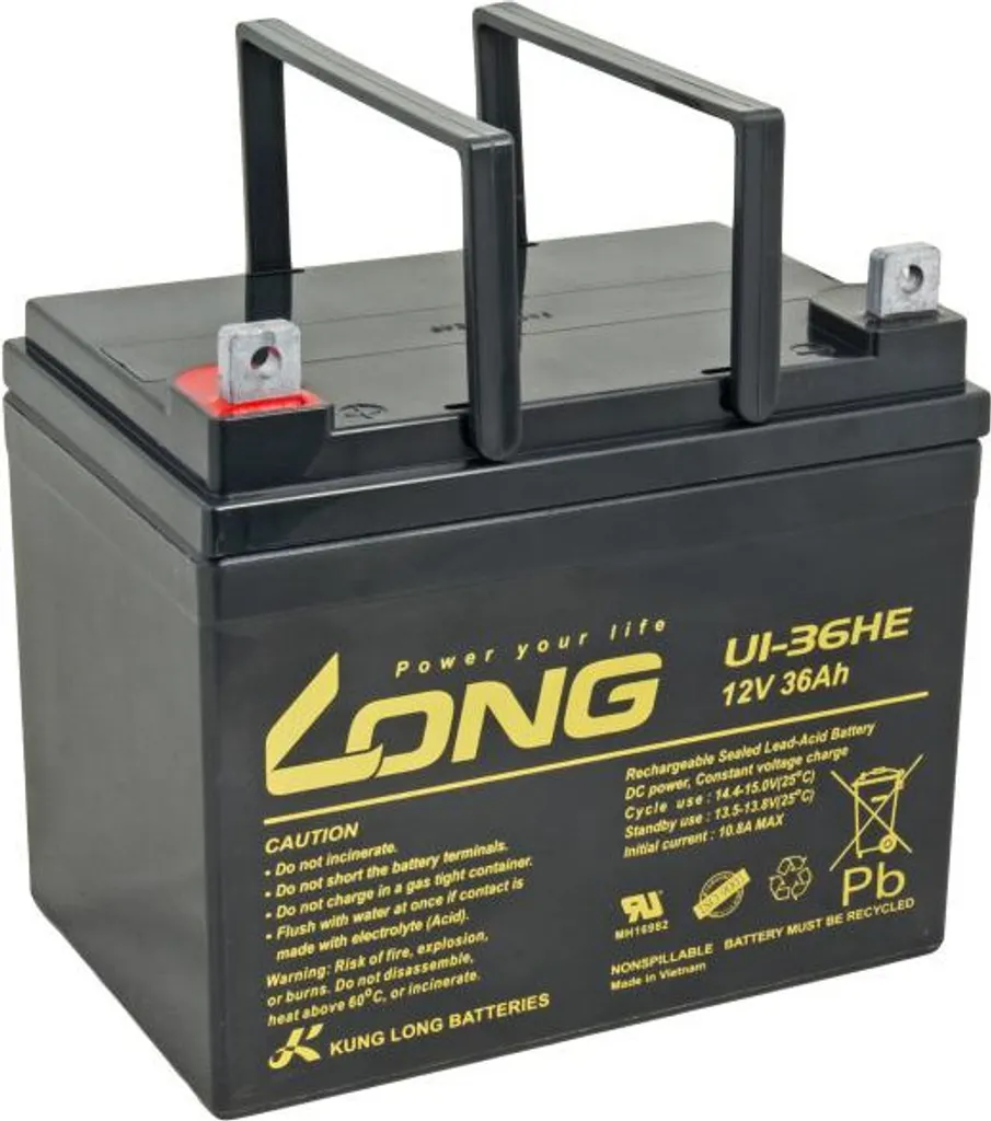 Batterie décharge lente 12V 36Ah LONG U1-36HE pour fauteuil roulant