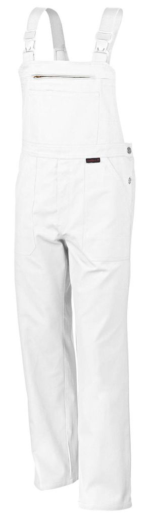 Qualitex Arbeitshose - classical Latzhose - pflegeleichter Blaumann aus reiner Baumwolle - in Farbe: weiß - Herren: 46 - Damen: 40