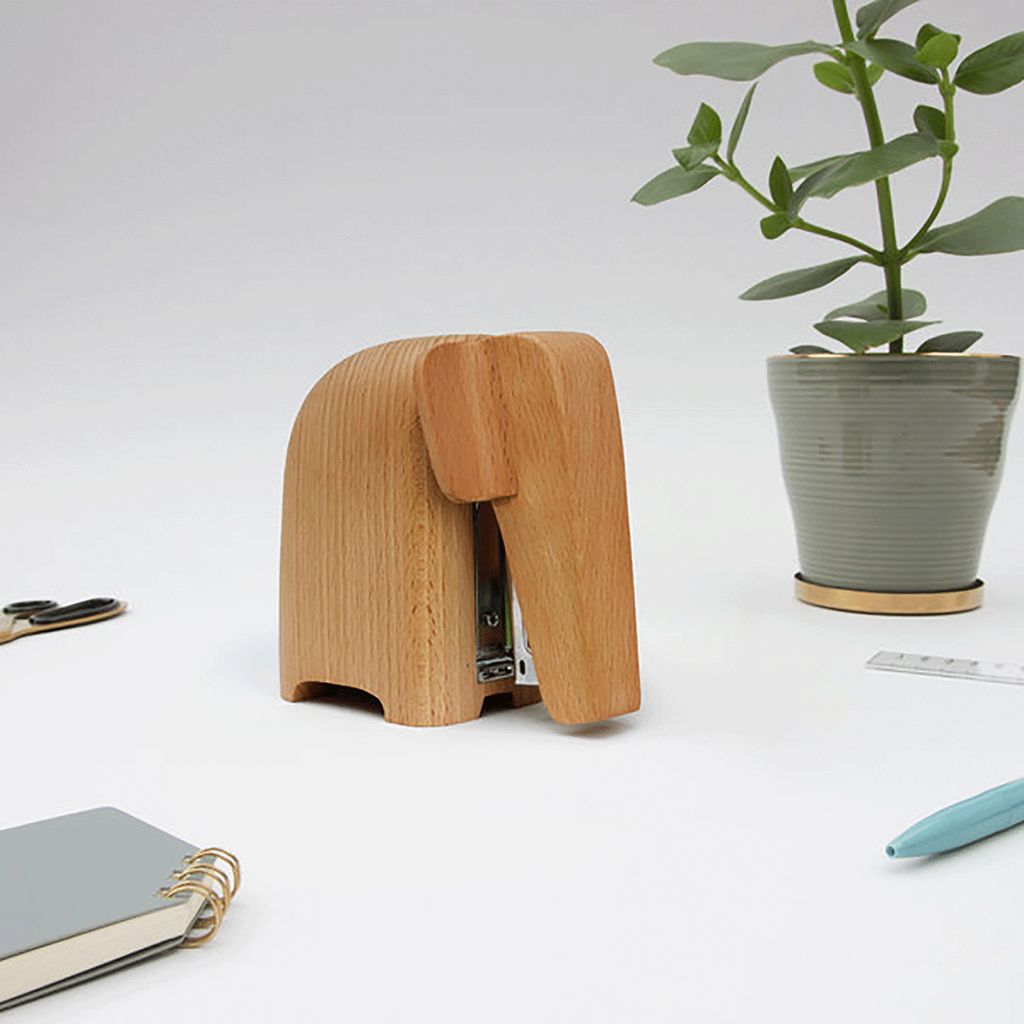 Suck UK Elephant Stapler | Elephant Gifts & Desk Accessories for Animal Lovers | Unforgettable Office Desk Stationery | Wooden Elephant Ornament | ...