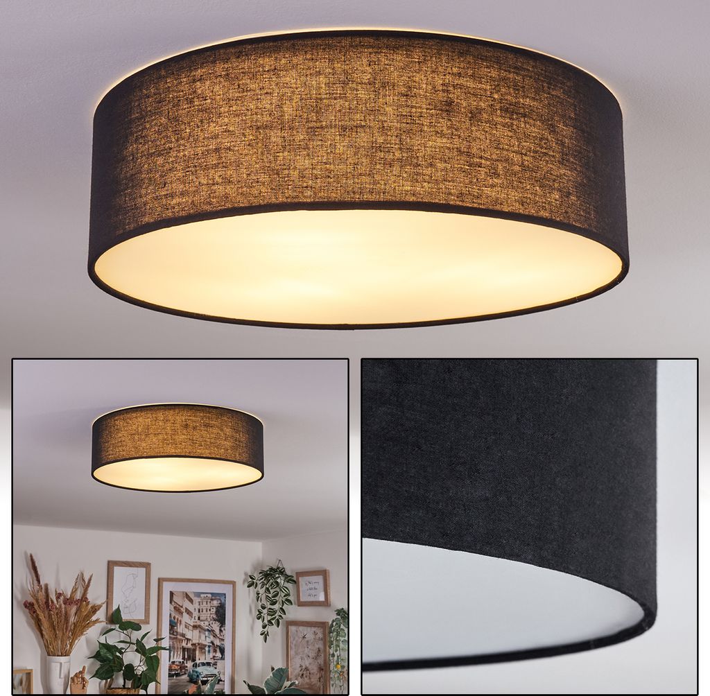 Salzano Deckenlampe aus Metall/Stoff/Kunststoff in Schwarz/Weiß