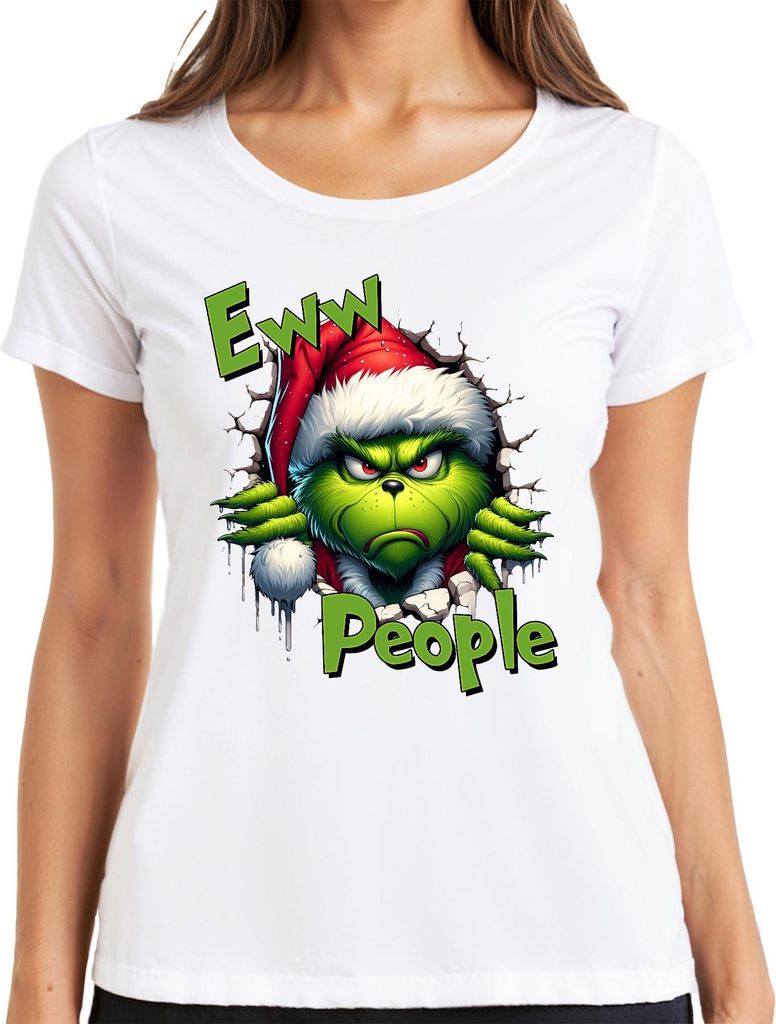 Eww People Grinch Weihnachtsmuffel grimmig lustig Geschenk Damen T-Shirt, Weiß, XXL