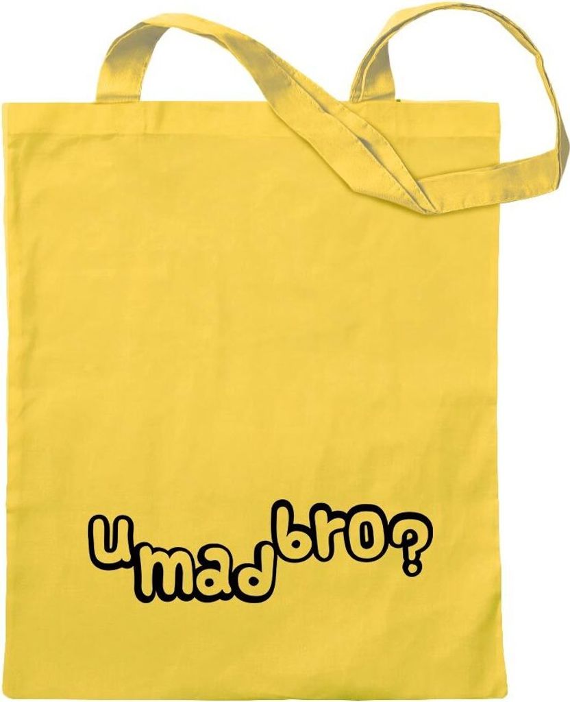 Kiwistar - Baumwolltasche - gelb - u mad bro? - Tragetasche Stoffbeutel Umhängetasche Langer Henkel