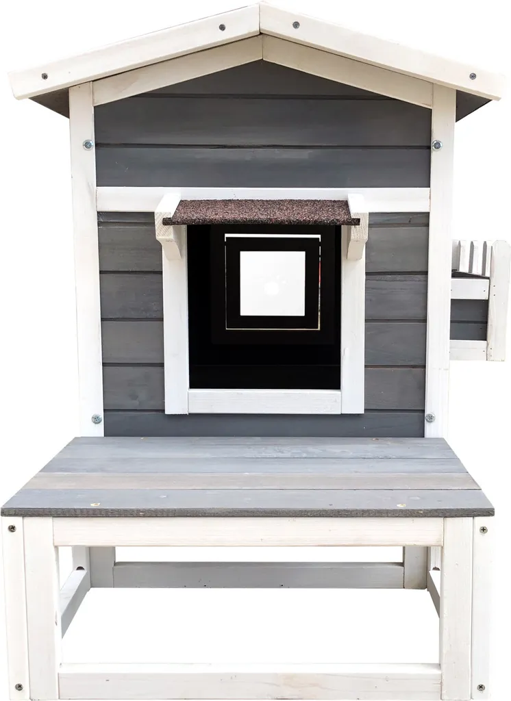Maisonnette pour chat extérieure en bois avec pavillon et étage confort