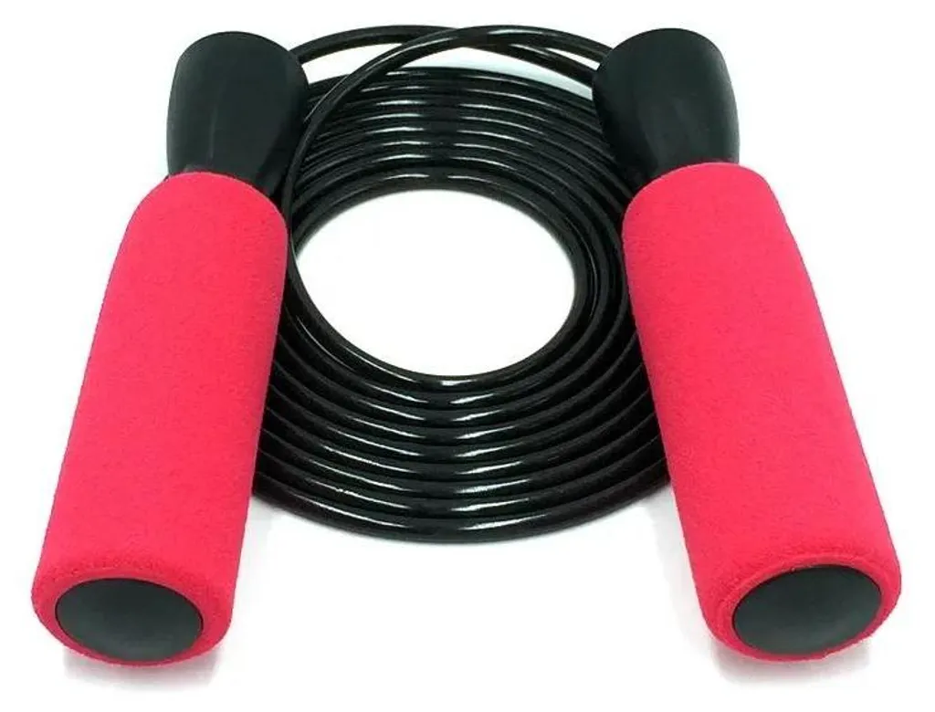 Corde à sauter avec roulement à billes et câble réglable rouge
