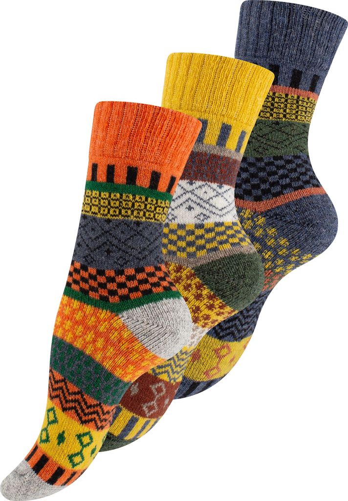 Vincent Creation 3 Paar Bunte Norwegersocken Hygge Socken 35-38