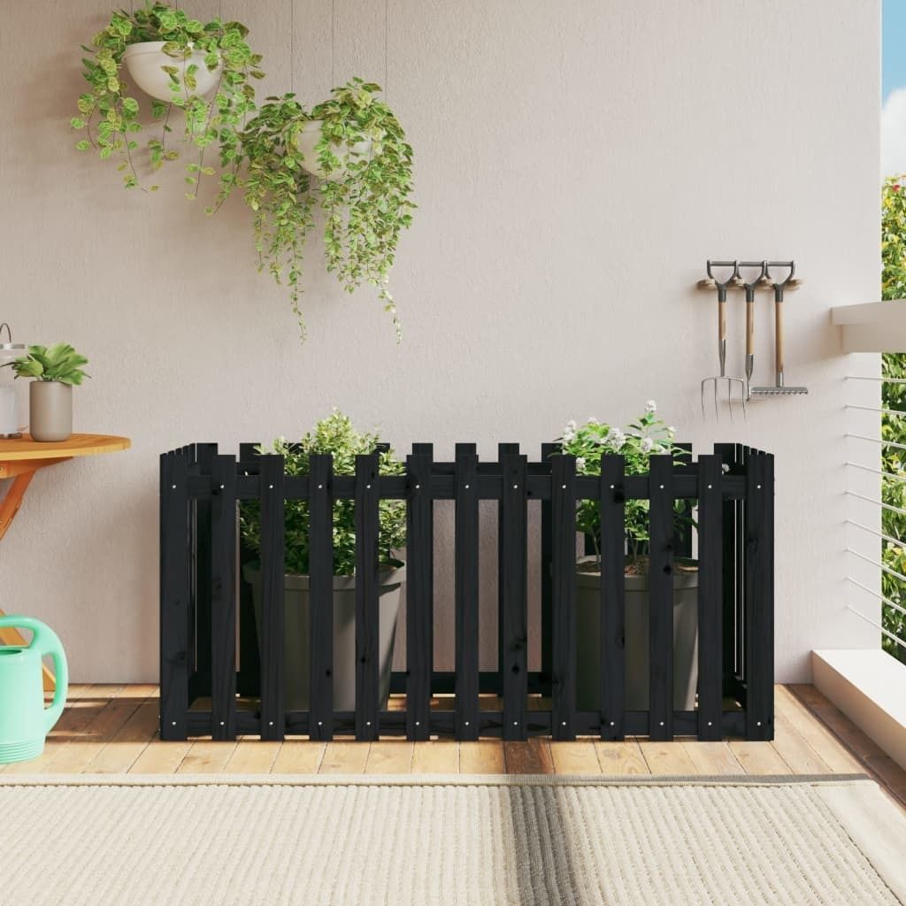Maison Exclusive - Hochbeet Latten-Design Schwarz 150x50x70 cm Massivholz Kiefer