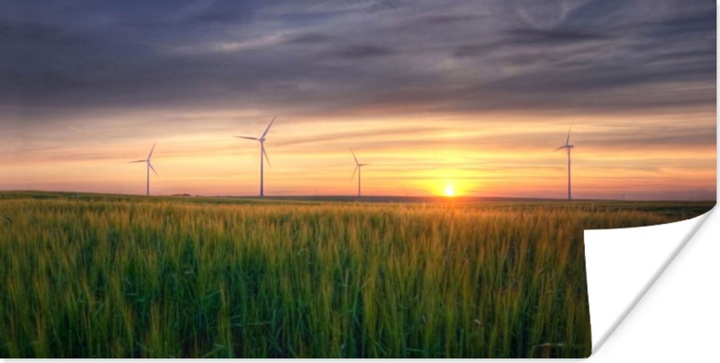 MuchoWow Poster Windmühle - Sonne - Gras 120x60 cm - Bild