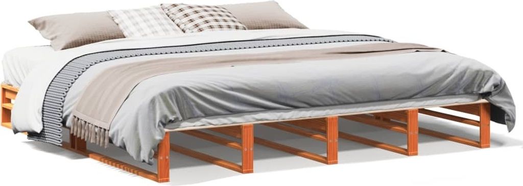 Maison Exclusive - Massivholzbett ohne Matratze Wachsbraun 200x200 Kiefernholz