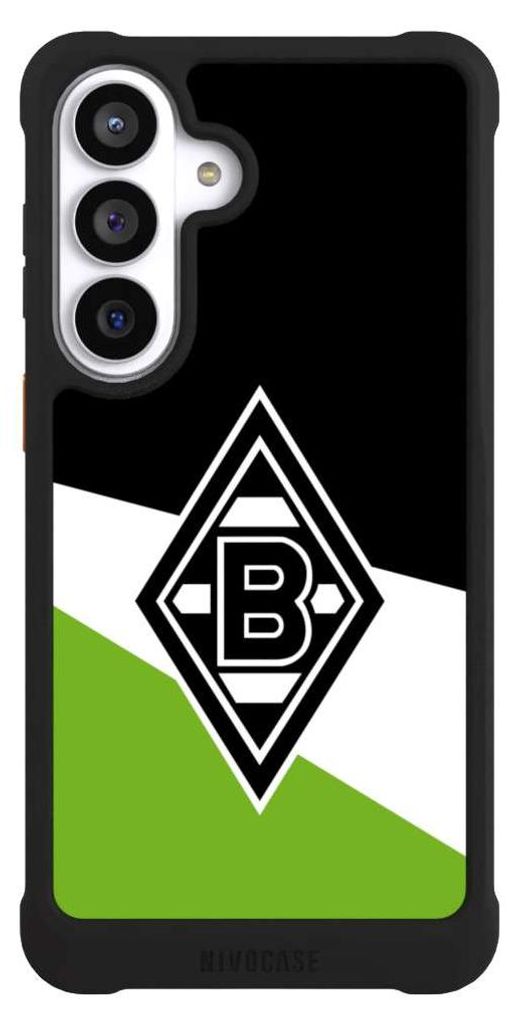 NIVOCASE Hülle für Samsung Galaxy S26+ Stoßfeste Handyhülle NIVOmax Case Schwarz Borussia Mönchengladbach Gladbach Offizielles Lizenzprodukt