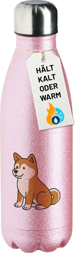 Huuraa Trinkflasche Akita Inu Comic Akita 500ml Pink Edelstahl Wasserflasche Trinkflasche Geschenkidee