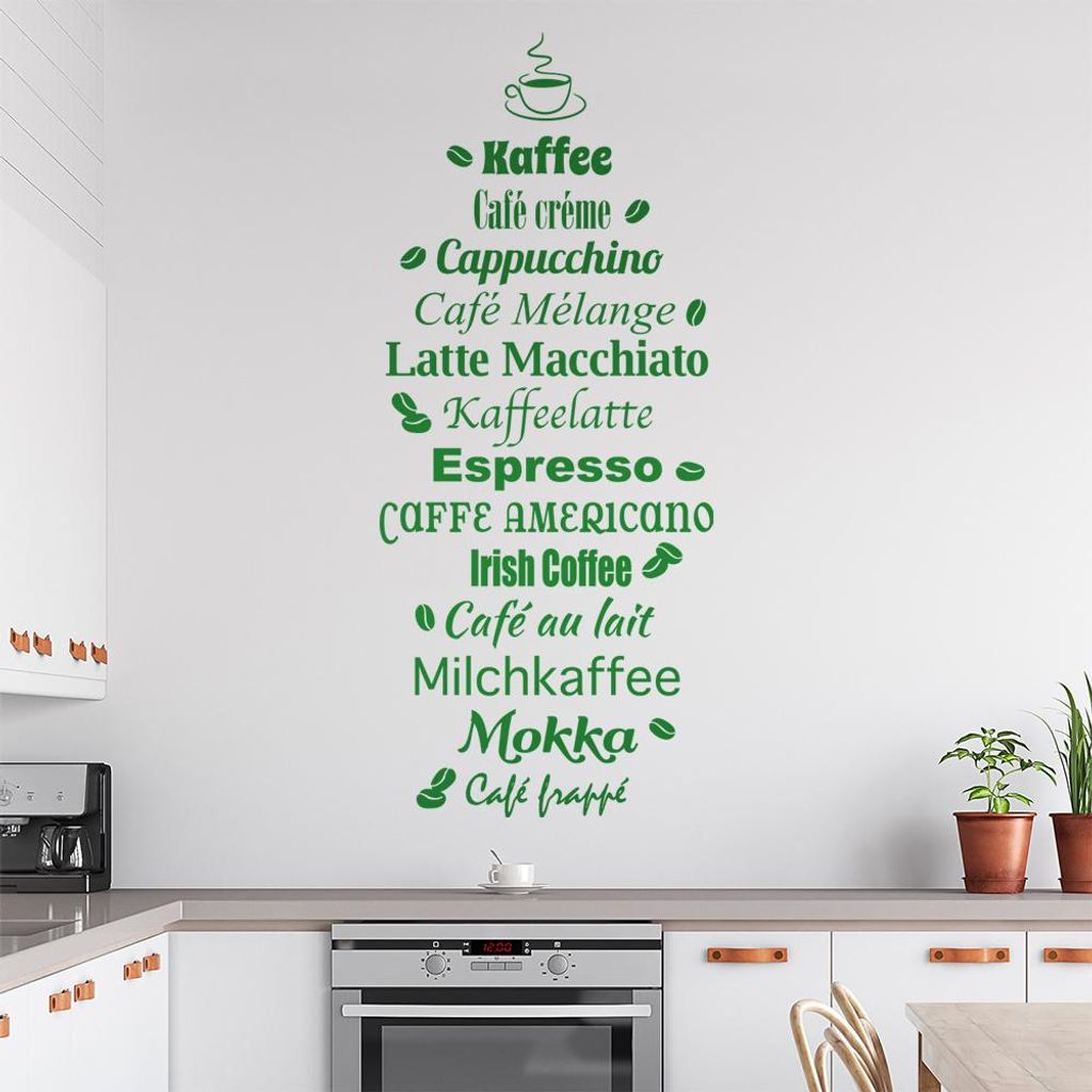 Wandtattoo Kaffee Nr. 3 Wandtattoo in 6 Größen - Wandaufkleber Wall Sticker - Dekoration, Küche, Wohnzimmer, Schlafzimmer, Badezimmer