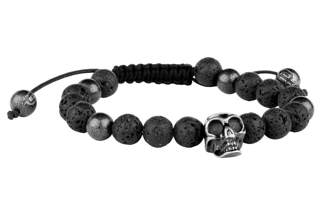Police Armband Lavakugeln Totenkopf Textilband PJ26360BSB.02