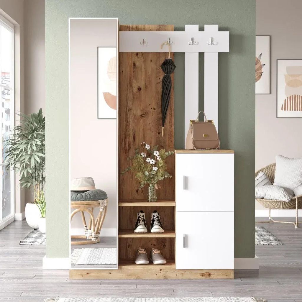 Předsíňová stěna Houseland Livia borovice Atlantic/bílá Obrázek produktu 