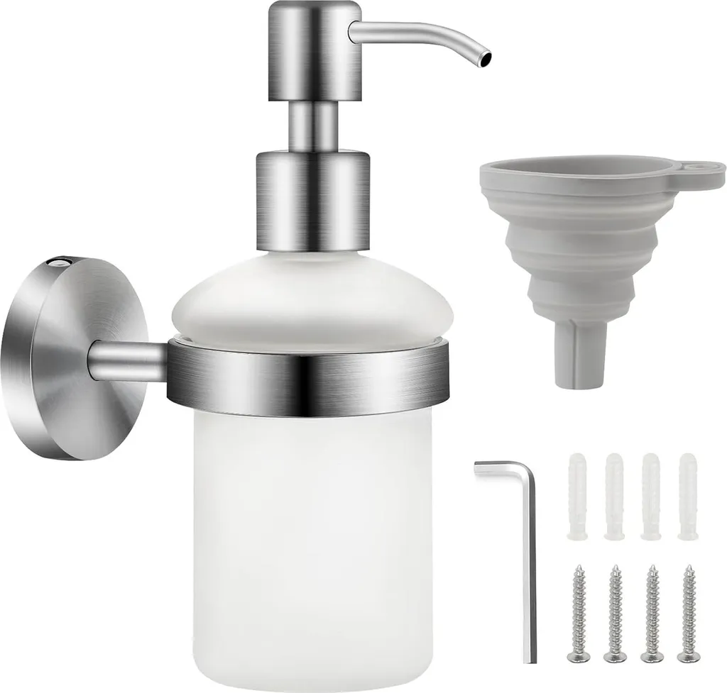 Flacon pompe mural en verre pour salle de bain - Distributeur 200 ml chic