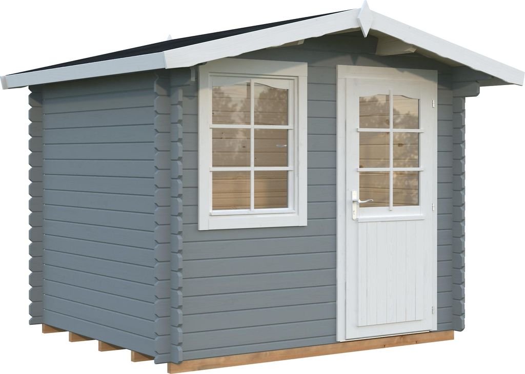 Palmako Gartenhaus Emma 4,6 m² - 28 mm Grau hellgrau/weiß
