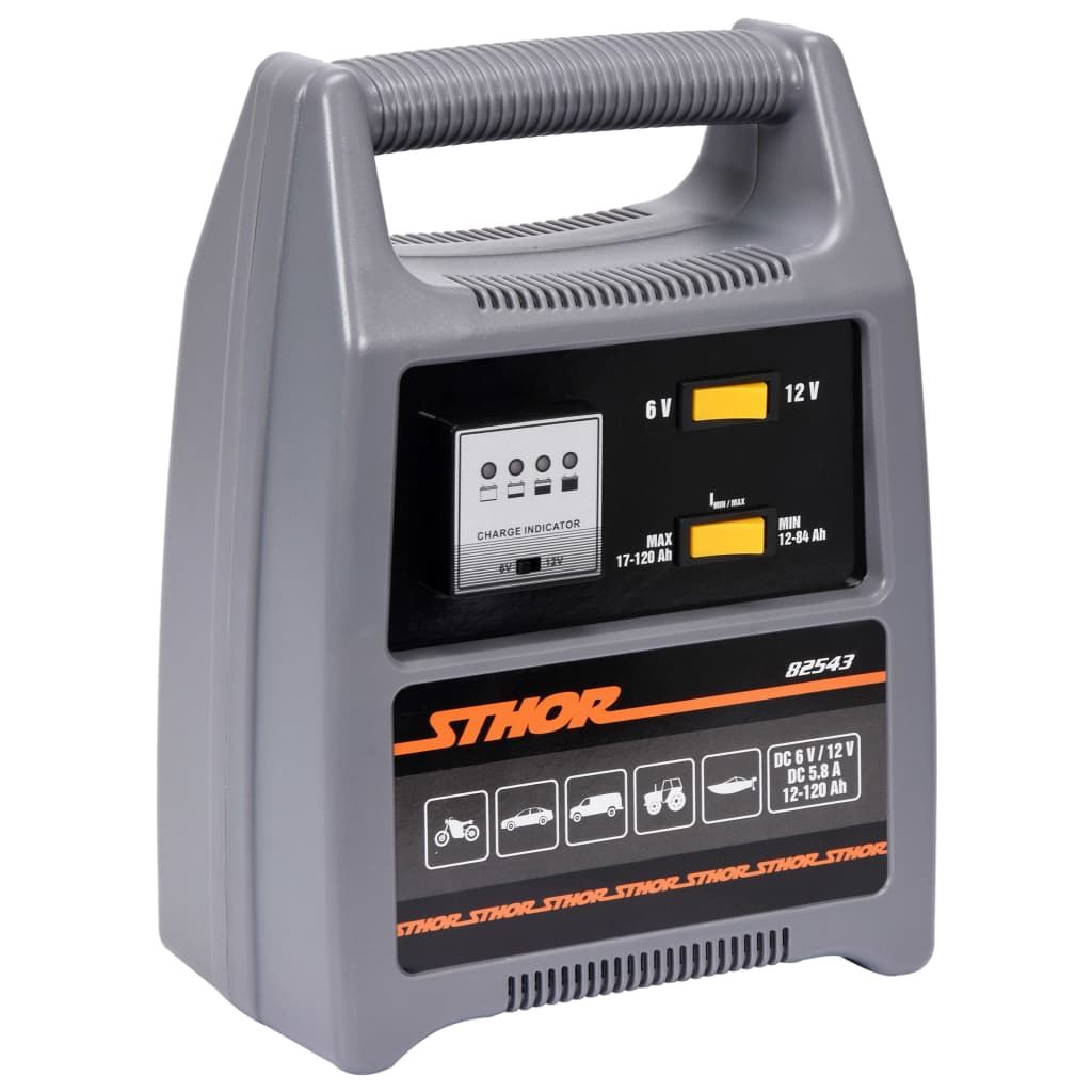 sthor professional de Autoladegerät de Batterie, 6 - 12 V, 8 A, 12 - 120 Ah | Anzeige LED | optimale Ladung | Ladegerät de Batterie de Starter