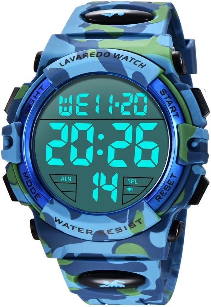 Watch Multifunktionale Herren Uhren Digital Sport Outdoor Armbanduhr 5 ATM wasserdichte Uhr mit Alarm/Kalender/Stoppuhr/Stoßfest Präzises Quarzwerk