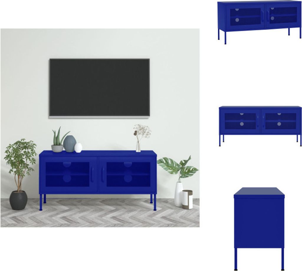 vidaXL TV-Schrank Marineblau 105x35x50 cm Stahl - TV-Möbel