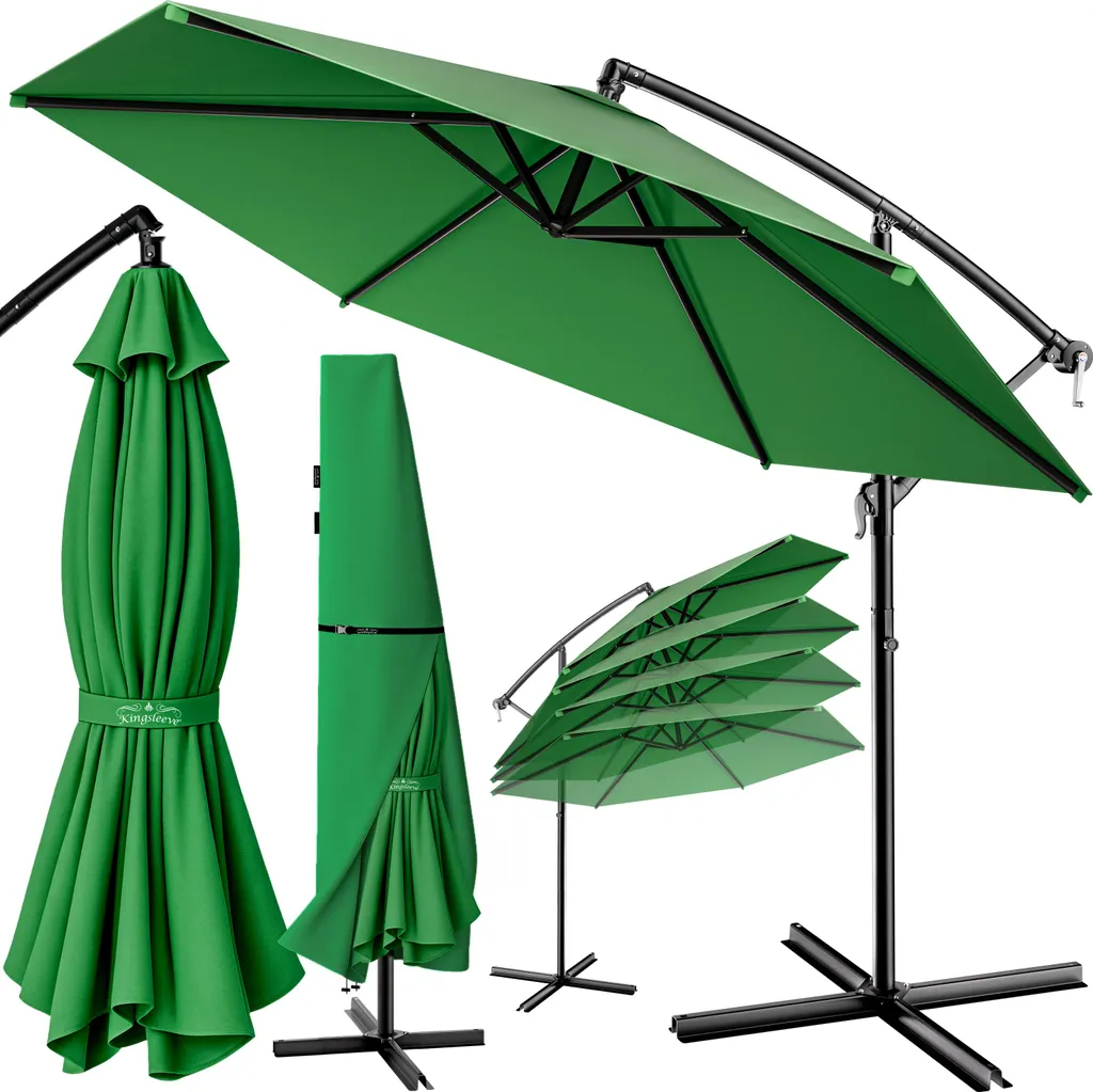 Parasol de Jardin Suspendu Ø330cm Vert KINGSLEEVE en Alu Inclinable