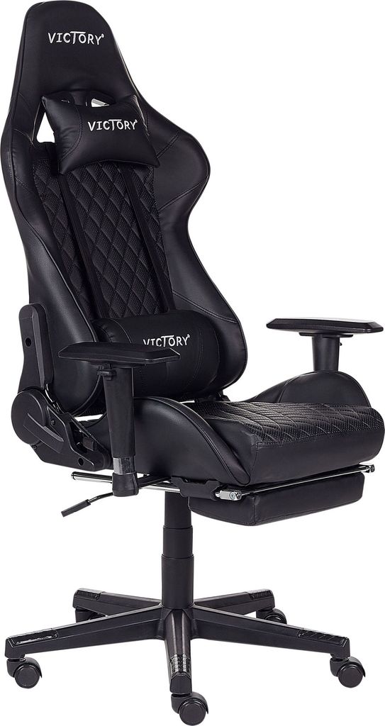 BELIANI Bürostuhl Schwarz aus Kunstleder höhenverstellbar mit Fußstütze Gaming Stuhl Drehbar Modernes Innovatives Design