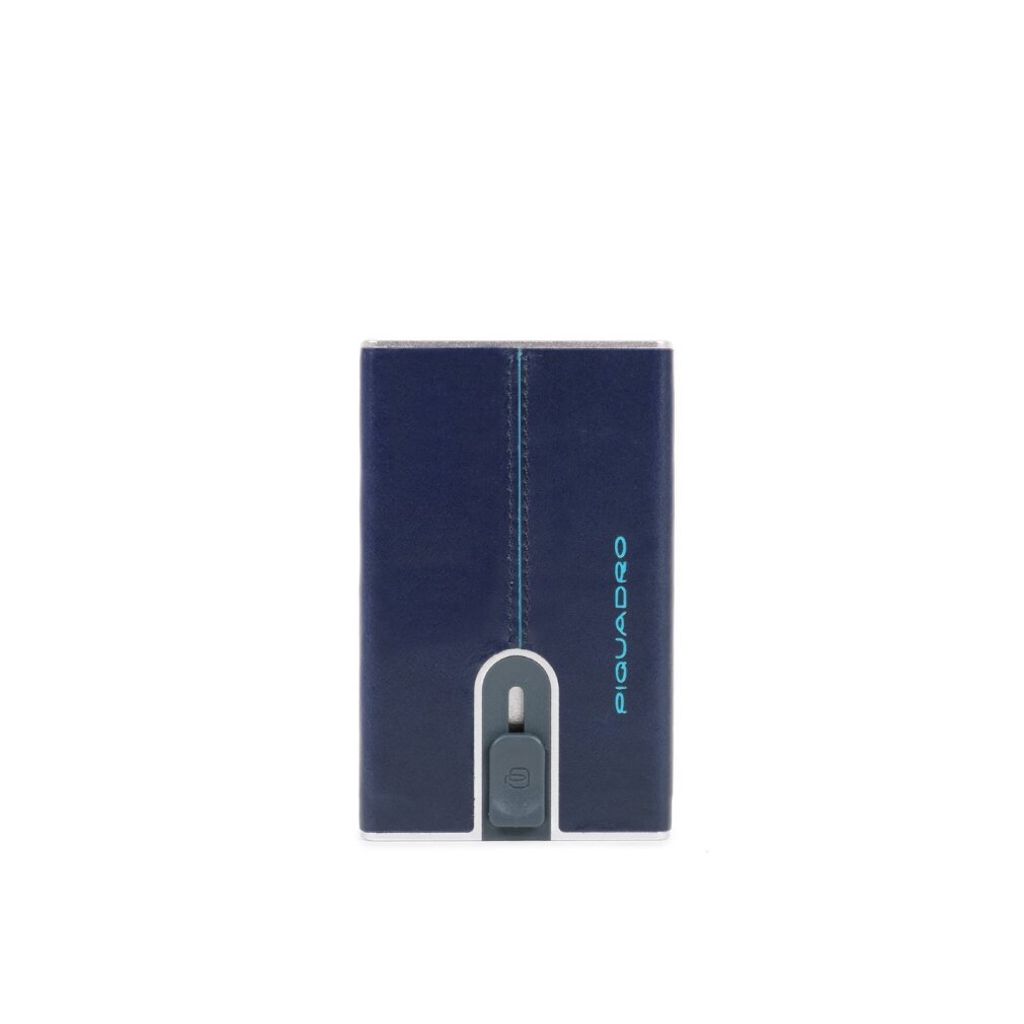 Blaue quadratische Ledergeldbörse Square Sliding System mit Geldklammer PP5358B2R-BLU2 Blau Für Männer
