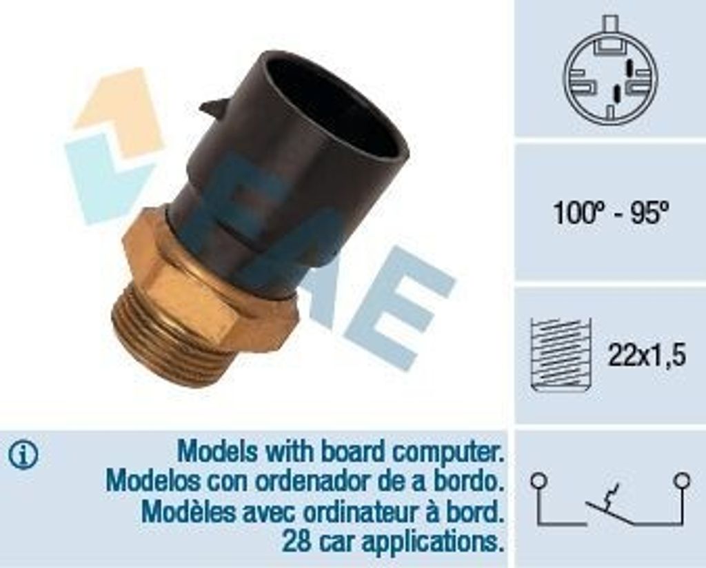 FAE 36180 Temperaturschalter Kühlerlüfter Thermoschalter für OPEL Vectra A Limousine (J89) Vectra A CC (J89)
