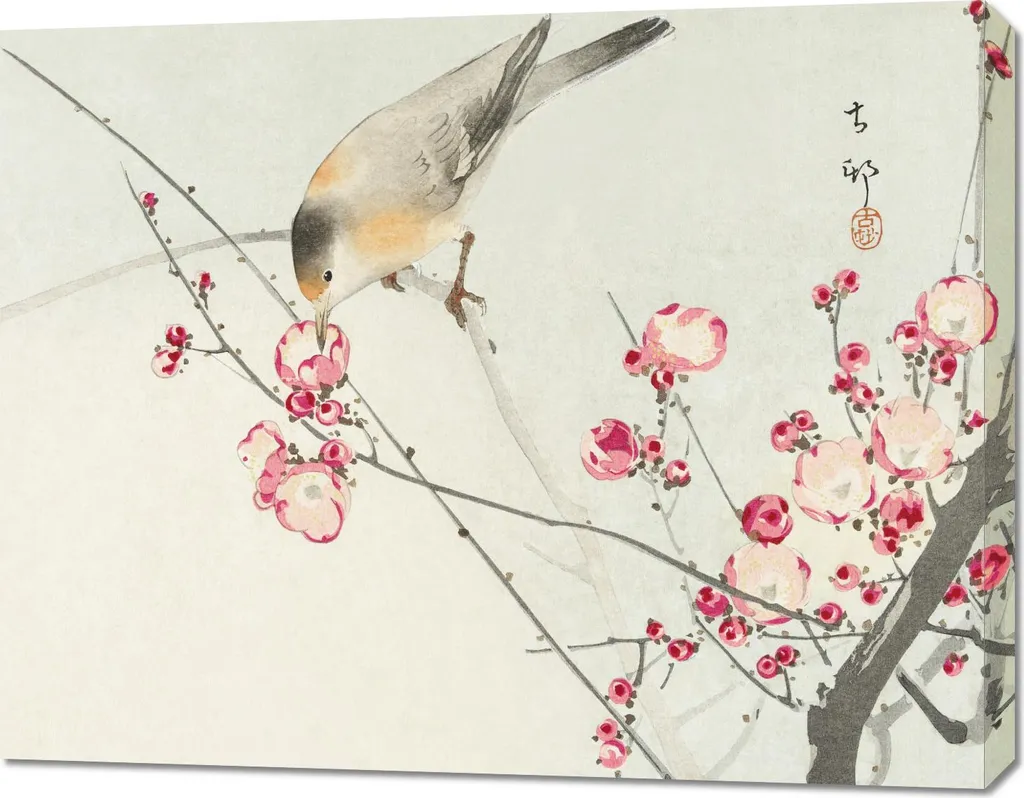 Tableau Koson Songbird on Blossom Branch 90x70 cm pour décoration salon
