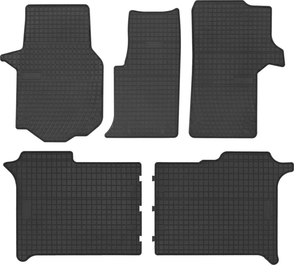 Tappetini auto in gomma adatto per Mercedes Crafter II (2016-, furgone 2 file) neri, set 4 pz, con fissaggi