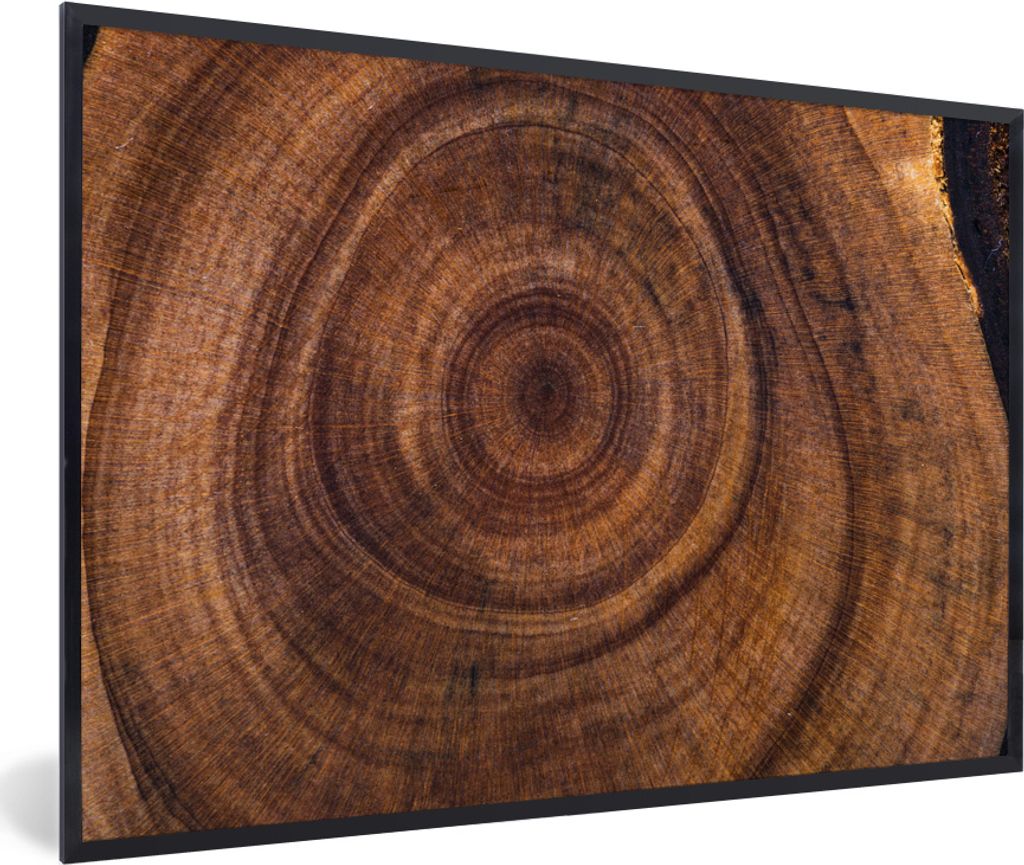 MuchoWow MuchoWow Gerahmtes Poster Kreis - Holz - Ringe 60x40 cm - Poster mit zchwarzem Bilderrahmen - Printing - Wanddeko Schlafzimmer