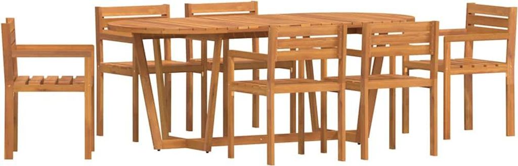 7-teiliges Garten-Ess-Set aus Massivholz Akazie