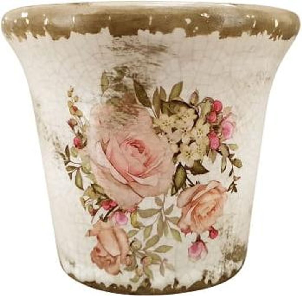 Rosae Blumentopf aus Steingut mit floralem Design - Der Charme der Nostalgie