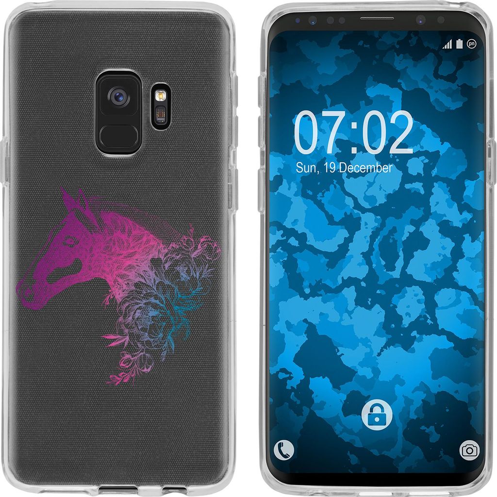 PhoneNatic Case kompatibel mit Samsung Galaxy S9 Silikon-Hülle Floral Pferd M5-6