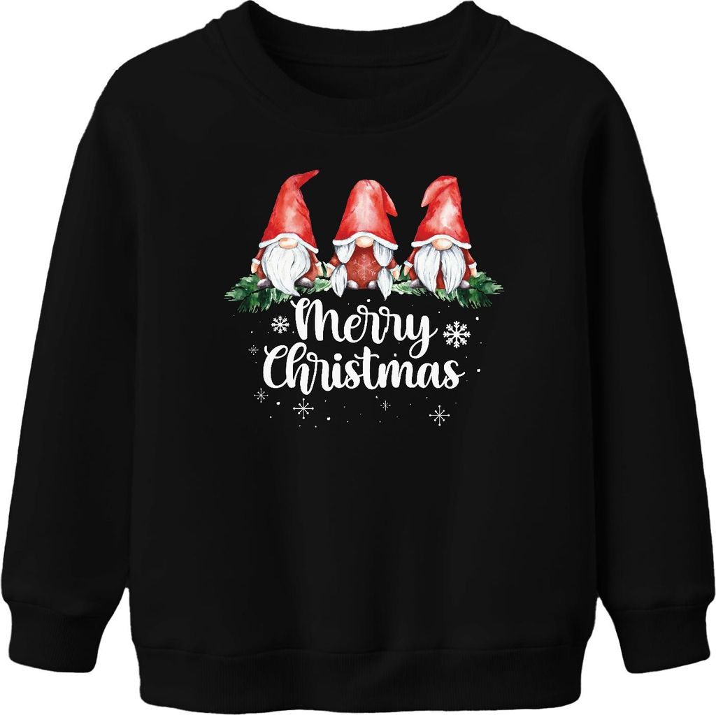 Merry Christmas Weihnachtswichtel Gnome Schweden - Weihnachten Weihnachtsgeschenk Christmas Uni Kinder Weihnachtspullover, Schwarz, 104