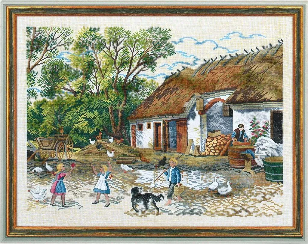 Kit Broderie Point de Croix Compté Ferme Eva Rosenstand 75x54 cm