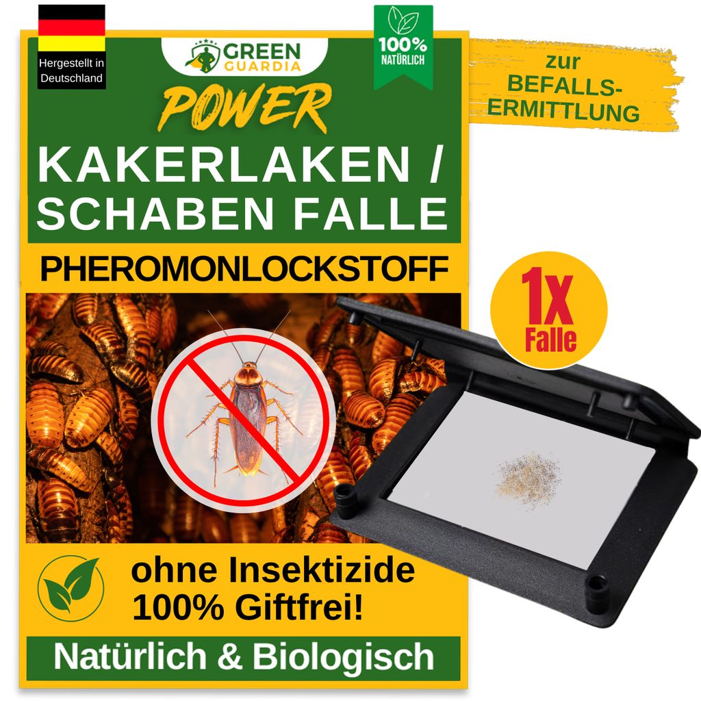 Schabenfalle Klebefalle mit Lockstoff -1x Falle- Kakerlaken Klebefalle, Mittel gegen Kakerlaken, Chemiefrei & Nachhaltig Schaben bekämpfen